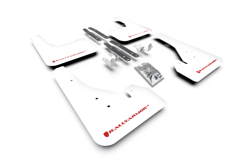 Toyota Corolla Hatchback Mud Flap Kit - Rally Armor - UR White Flap/Red Logo - White - `18-`25